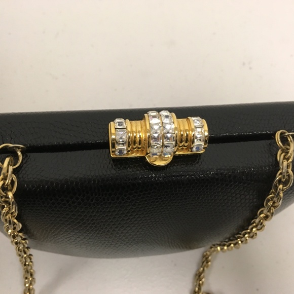 RODO ITALY Vintage black crystal evening bag clutch shoulder - Picture 6 of 7